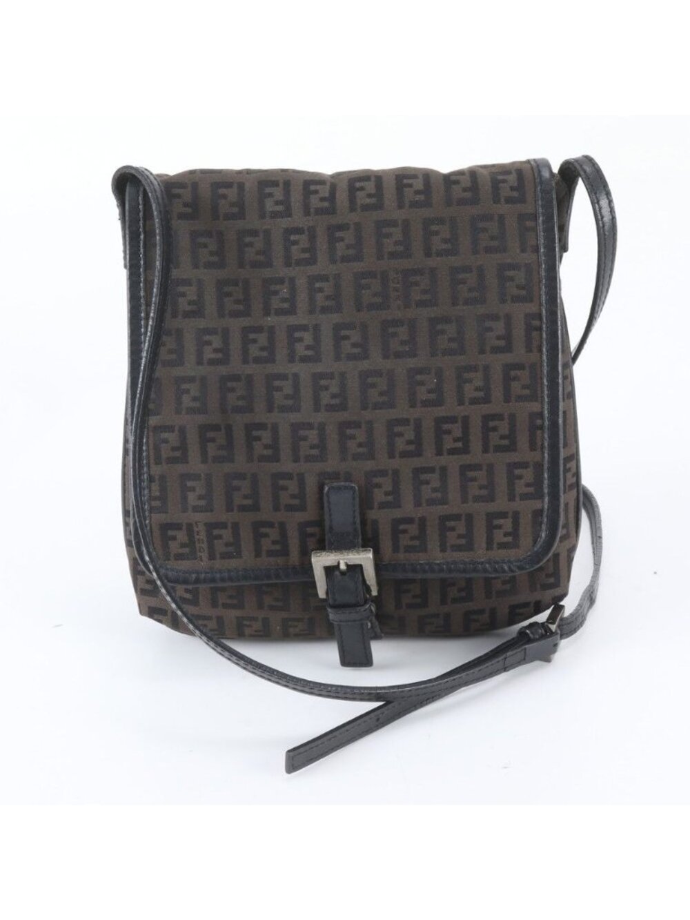 Fendi Zucchino Leather Canvas Shoulder Bag